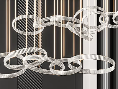 Modern Circular Ring Chandelier With Intertwined Design And Sleek Metallic Hanging Structure 3d model