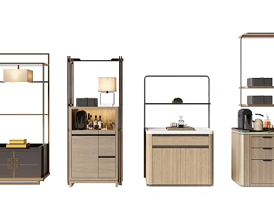 Modern Shelving Units With Wooden Drawers Metal Frames And Open Storage Racks 3d model