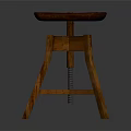 Sturdy Wooden Stool With Square Seat And Crossed Wooden Legs For Home Use