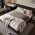 Double bedside table carpet pillow ornaments 3d model