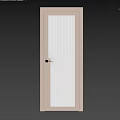 Stylish Hinged Doors With Geometric Pattern Glass And Golden Handles In Neutral Gray