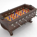 Wooden Foosball Table Play Equipment With Red Blue Players And Metal Rods