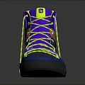 High Top Colorful Sneakers With Vibrant Yellow Purple Blue Design And Black Sole