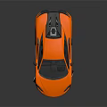 Orange Modern Sleek Sports Car with Black Roof Silver Wheels and Dark Surface Reflection