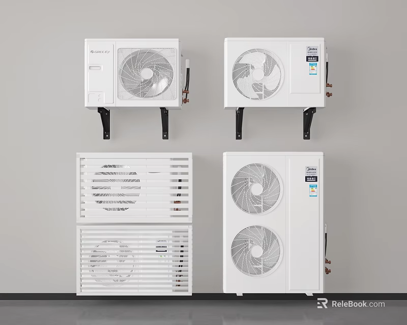 Air Conditioner Fan Units White Different Models Indoor Wall Mounted 3d model