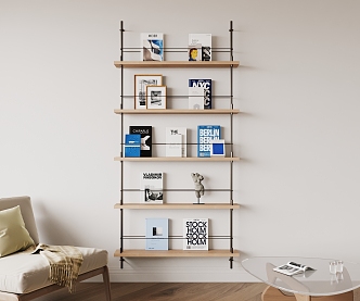 Modern component solid wood bookshelf 3d model