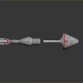 Silver Metal Spear Weapon With Red Accents And Bottom Component 3d model
