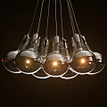 Modern Hanging Chandelier With Multiple Transparent Glass Bulbs And Warm Light Design