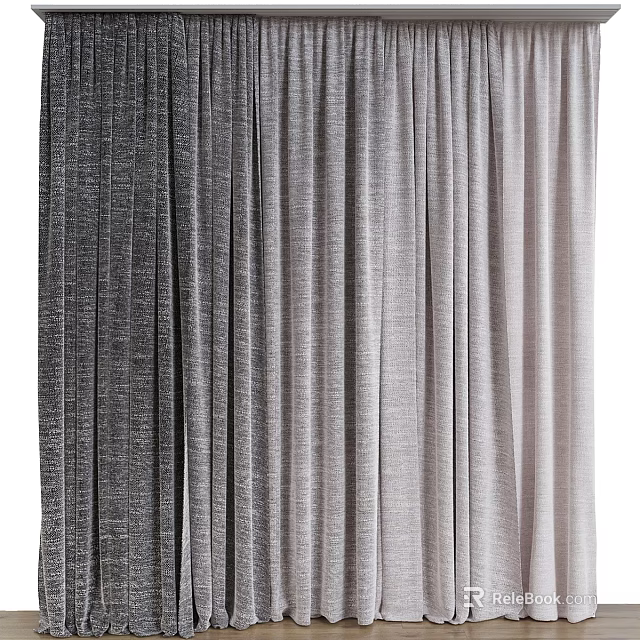 Modern Gradient Color Curtains With Soft Linen Fabric And Elegant Texture 3d model 