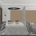 Modern Spacious Beauty Hair Salon Interior With Salon Chairs Sofa Mirrors And Plants
