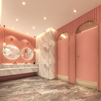 Light Luxury Toilet Beauty Salon Women's Toilet 3d model