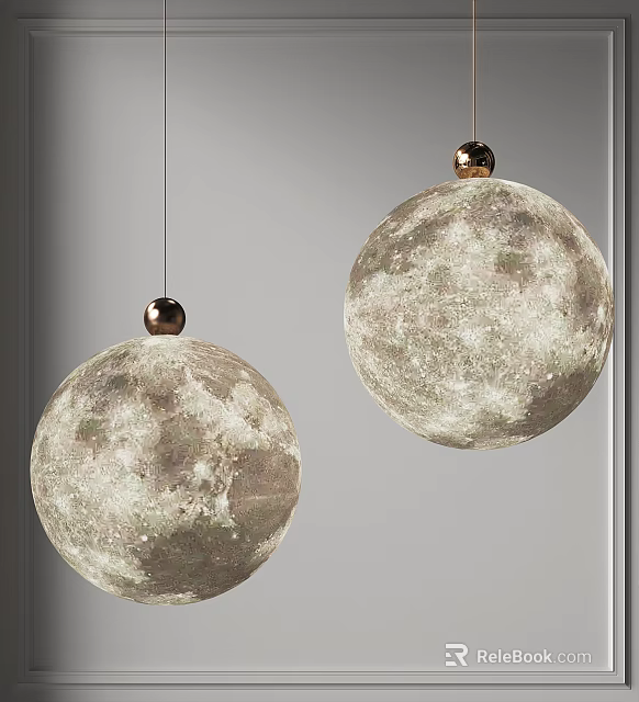 Modern Moon Shaped Pendant Lights With Metallic Top For Home Interior Decor 3d model 
