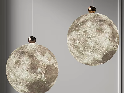 Modern Moon Shaped Pendant Lights With Metallic Top For Home Interior Decor 3d model