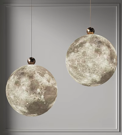 Modern Moon Shaped Pendant Lights With Metallic Top For Home Interior Decor 3d model