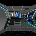 JDD SPACE Futuristic Exhibition Entrance With Hexagonal Design And Blue Lighting