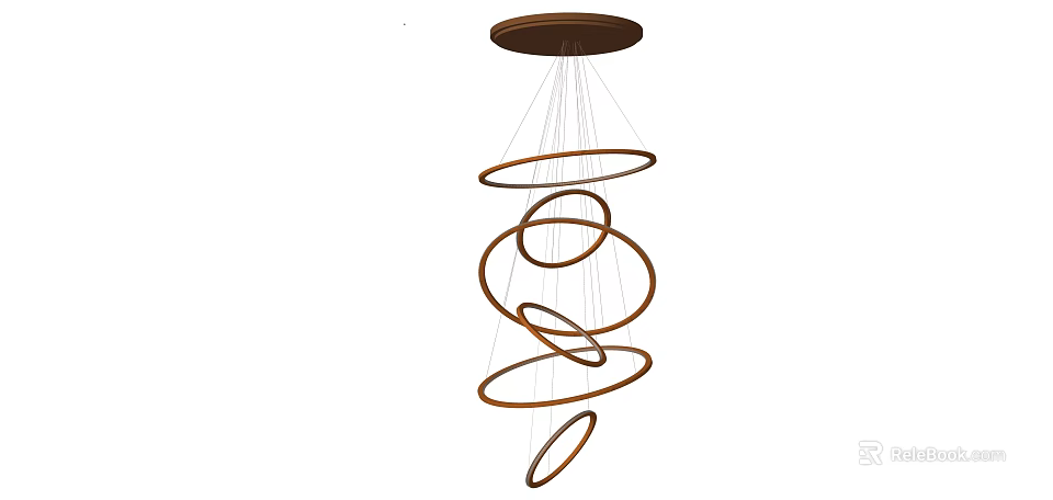 Modern Layered Chandelier With Circular Metallic Rings Hanging Design For Interior 3d model 