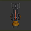 Futuristic Mechanical Hammer Weapon With Orange Red Accents And Metal Structure