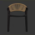 Modern Armchair with Black Frame and Woven Rattan Backrest for Contemporary Living Space 3d model