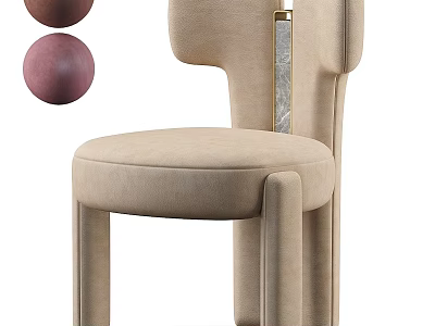 Stylish Beige Leisure Chair Featuring Soft Upholstery And Modern Metal Accents 3d model