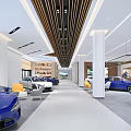 4S Store Showroom Modern Interior With Multiple Cars On Display And Comfortable Seating
