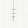 Modern Cross Shaped Chandelier With Multiple Transparent Glass Shades And Metal Frame