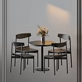 Minimalist Round Table And Chairs Set With Vase And Flowers Decor