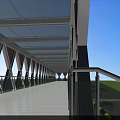 Modern Diamond Design Bridge Structure Over Roadway Vehicles Below Blue Sky 3d model
