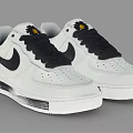 White Nike Sneakers With Black Laces And Small Yellow Flower On Tongue