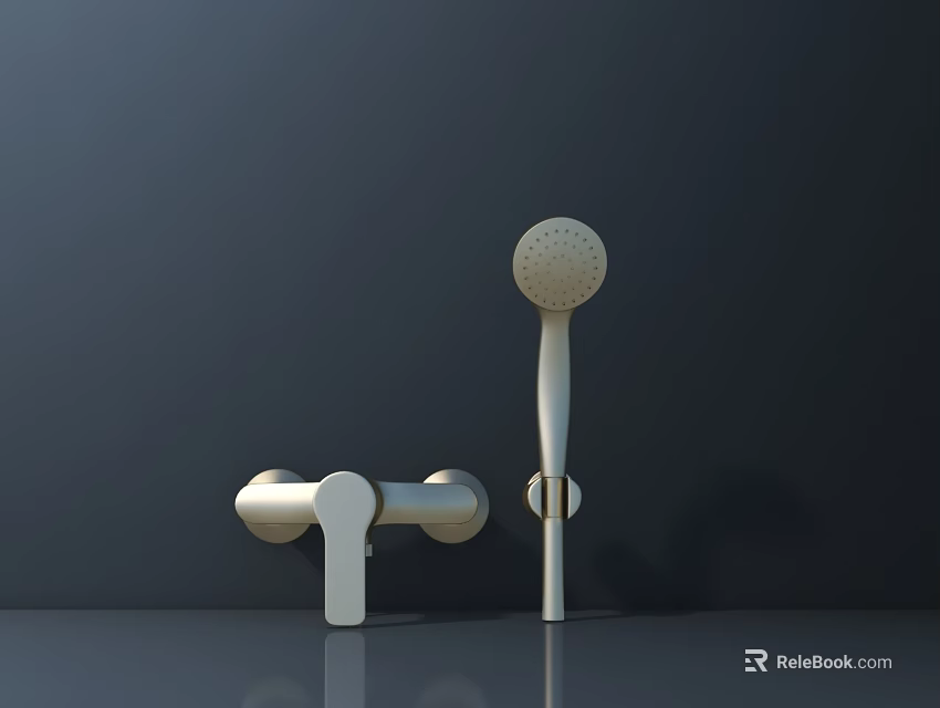 Modern Shower Head With Handheld Wand And Wall Mounted Faucet Fixture 3d model 