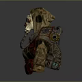 Tactical Weapon Protective Suit With Gas Mask And Red Military Details