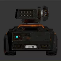 Green Rusty Tank With Orange Stripes Top Machine Gun Armored Vehicle Design