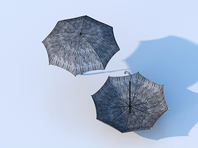 Two Black Textured Umbrellas with Stylish Design for Daily Life Use 3d model