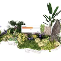 Lush Plant Combination Featuring Various Greenery Colorful Flowers and Natural Stones