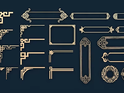 Traditional Chinese Carved Patterns With Various Decorative Frame Designs And Ornamental Elements 3d model