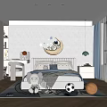 Cozy Kids Room Interior Design With Moon Star Decor Bed Toys And Desk On Rug
