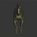 3D Dinosaur Character Model With Long Snout Open Mouth Striped Skin Standing On Black Background