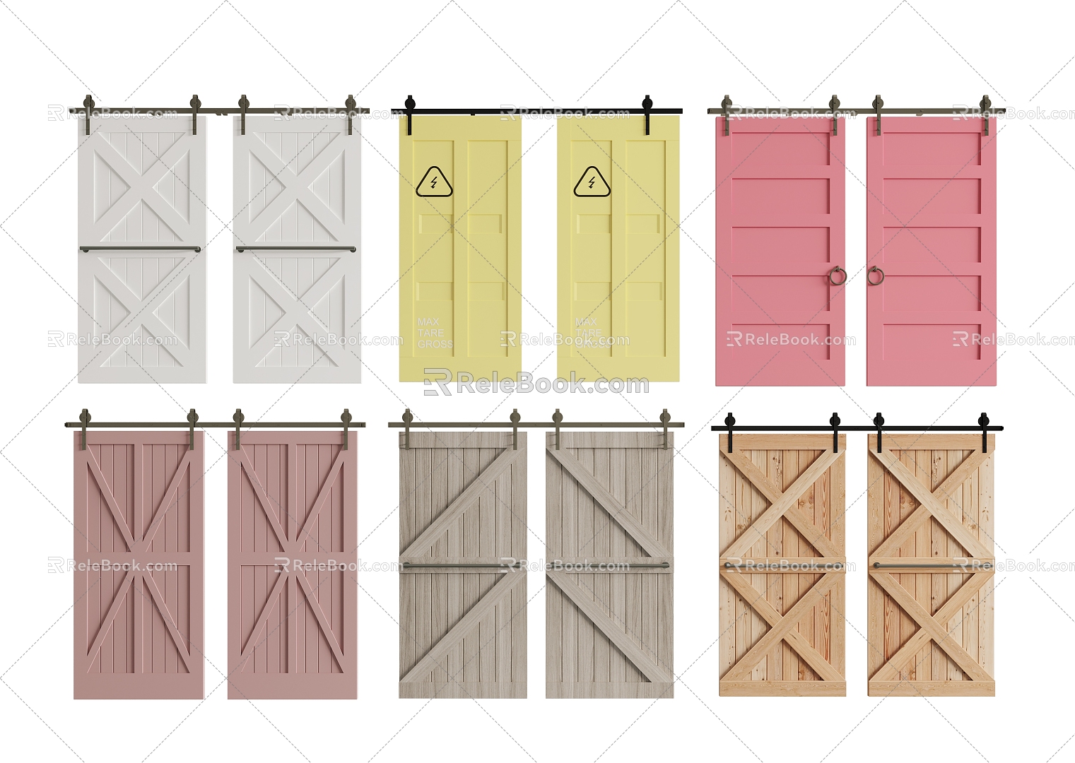 Modern barn door barn door moving door combination 3d model