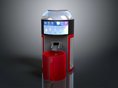 Modern Household Water Dispenser With Digital Display Control Buttons And Red Cup 3d model