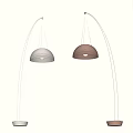 Modern Minimalist Pendant Lights With White And Orange Dome Shades And Curved Arms