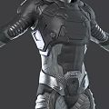 Game And Movie Character In Armored Suit With Front And Back Views