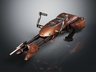 Copper Fighter Jet With Mechanical Details And Front Cannon Design Features 3d model