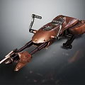 Copper Fighter Jet With Mechanical Details And Front Cannon Design Features 3d model