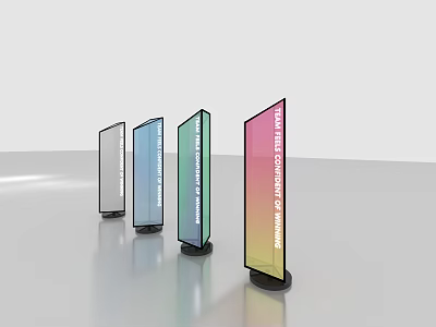 Modern Vertical Digital Signage Displays With Color Gradient Screens And Stand Base 3d model