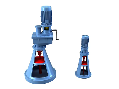 Blue Industrial Equipment With Conical Base Red Internal Structure And Motor 3d model