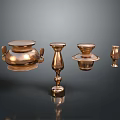 Brass Metal Decorative Ornament Set with Elegant Shapes and Glossy Finish