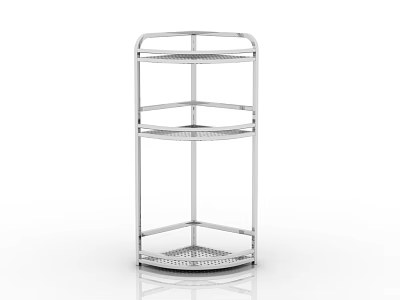 Stainless Steel Three Tier Corner Kitchen Shelf With Mesh Shelves For Cookware Storage 3d model