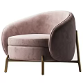 Modern Light Beige Upholstered Single Chair With Curved Backrest And Golden Metal Legs