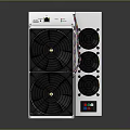 Efficient Electronic Device with Multiple Cooling Fans Silver Casing and Connected Cables