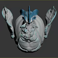 Game And Movie Fantasy Character Dragon Seahorse Hybrid With White Blue Scales And Horns