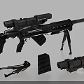 Modern Sniper Rifle with Magazine Scope and Tactical Components on White Background